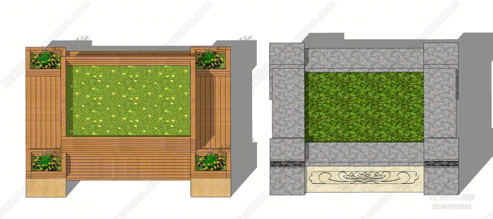 现代方形树池SU模型下载【ID:647515633】