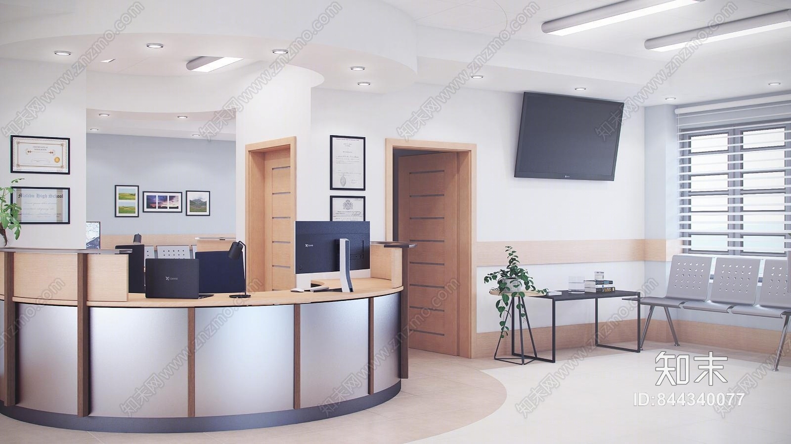 现代室内接待大厅3D模型下载【ID:844340077】