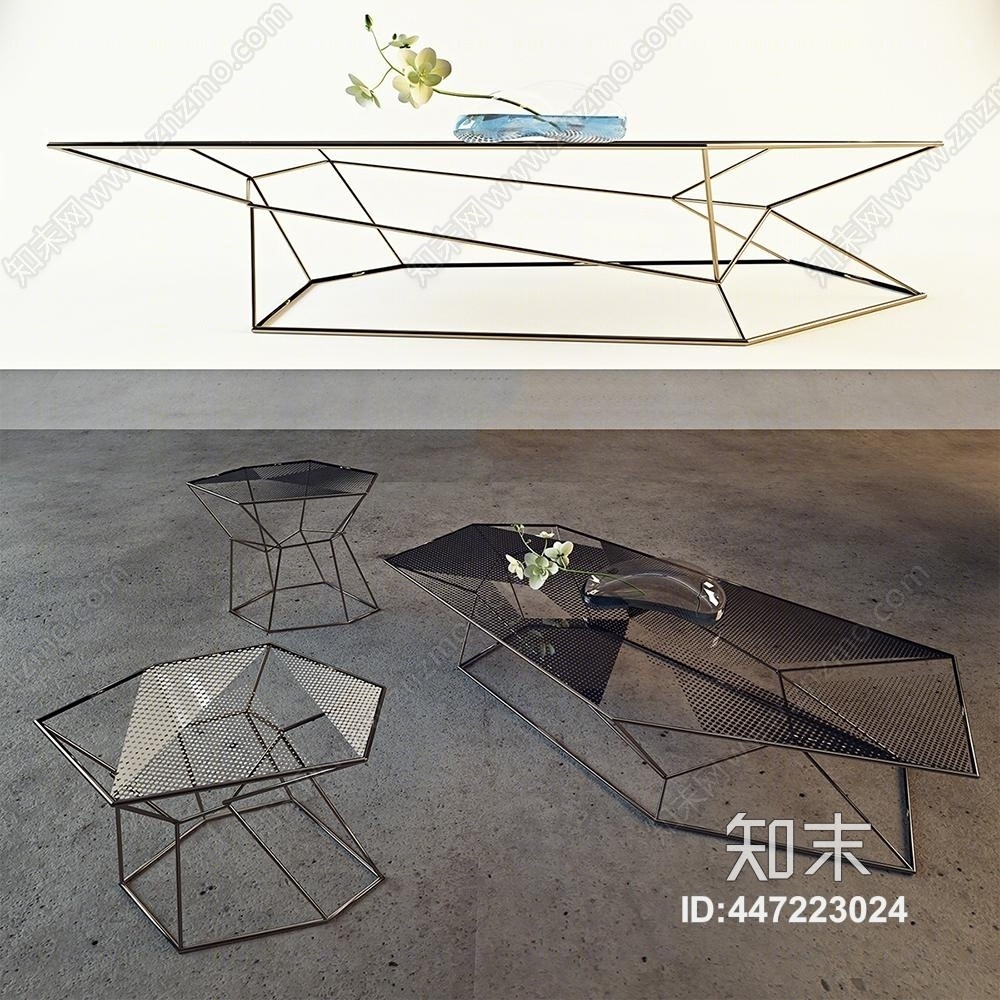 工业铁艺茶几3D模型下载【ID:447223024】