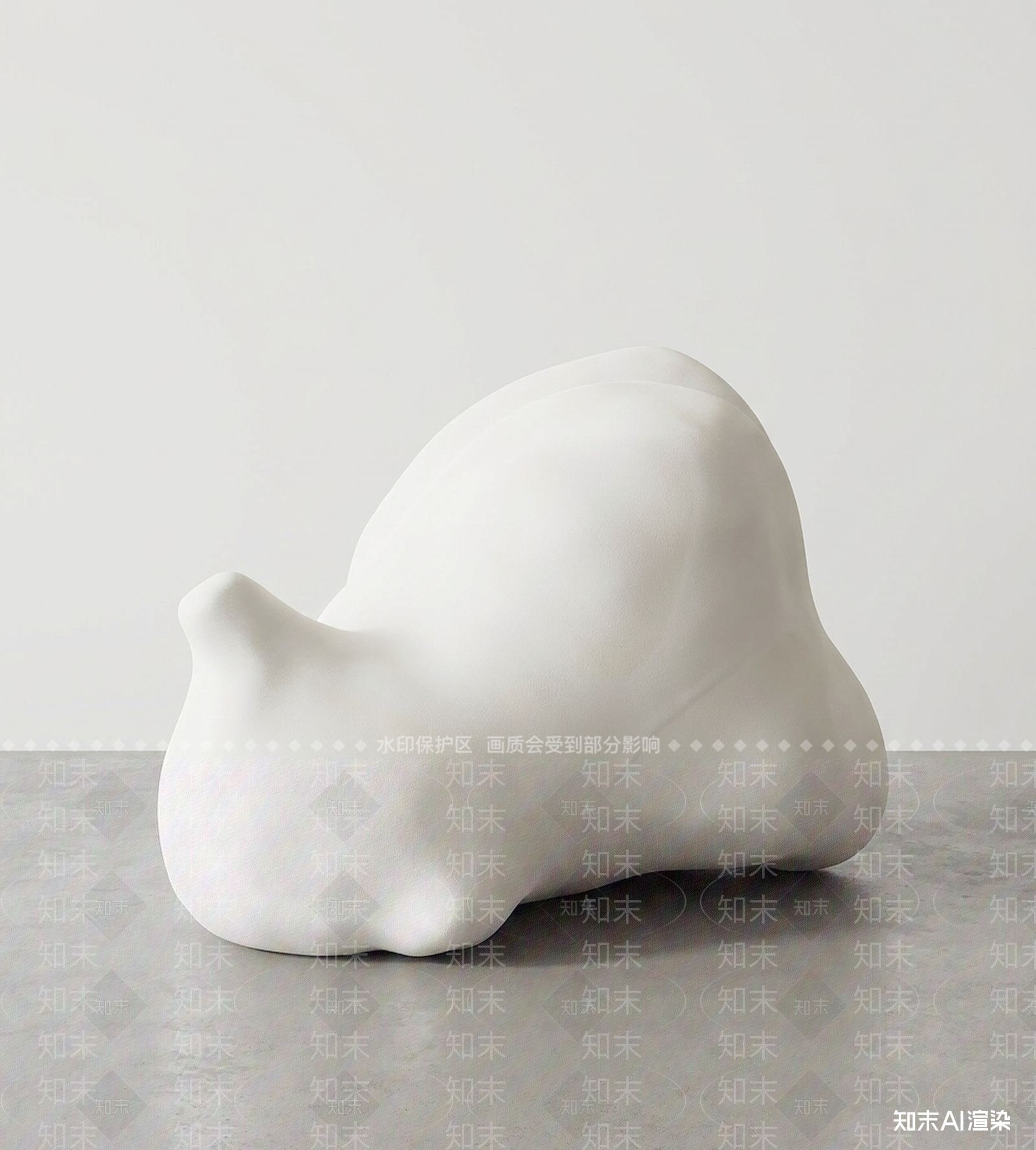 白色艺术雕塑休闲椅3D模型下载【ID:1227497340】