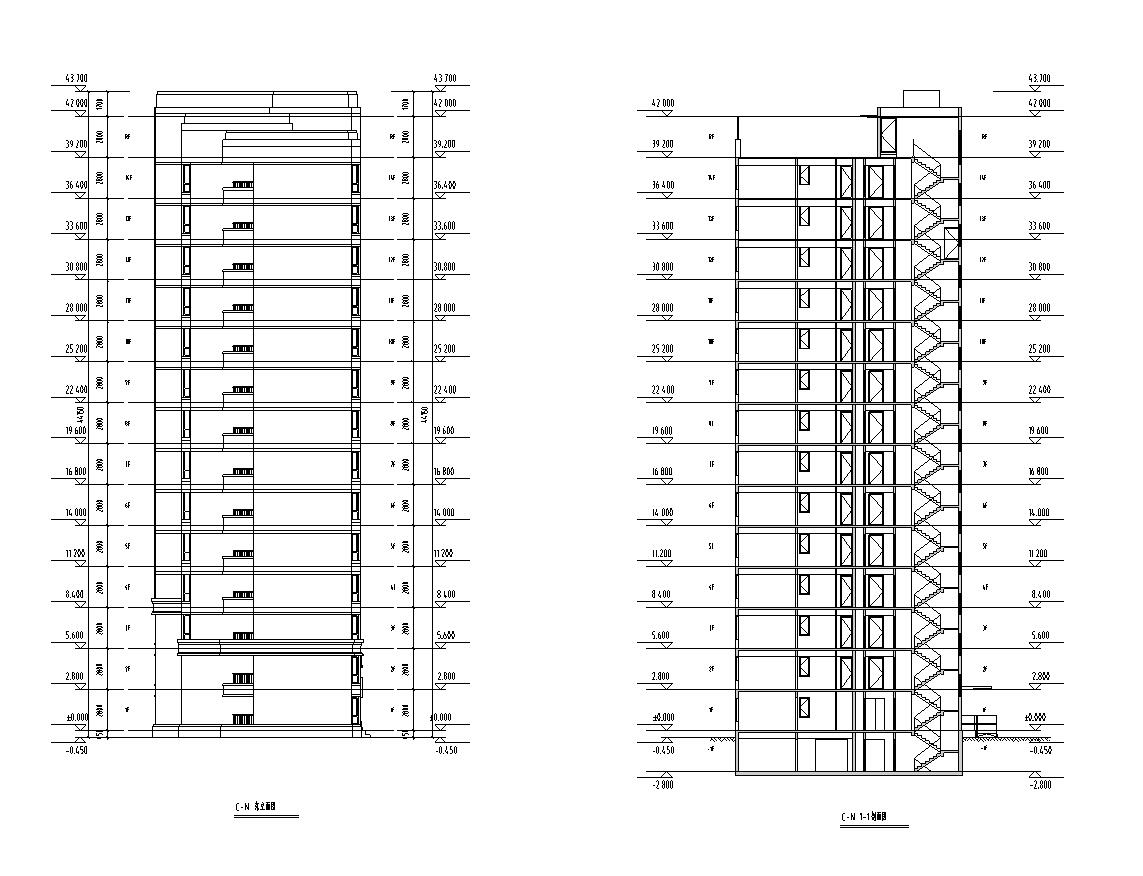 [上海]普陀区上粮欧陆风格居住区建筑施工图设计cad施工图下载【ID:165627108】