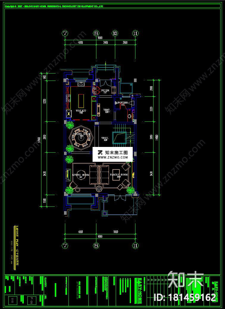 慈溪玫瑰园联排别墅A2户型样板房，CAD建筑图纸免费下载施工图下载【ID:181459162】