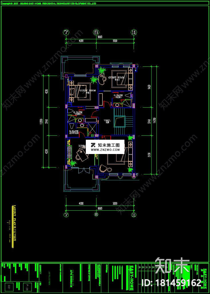 慈溪玫瑰园联排别墅A2户型样板房，CAD建筑图纸免费下载施工图下载【ID:181459162】