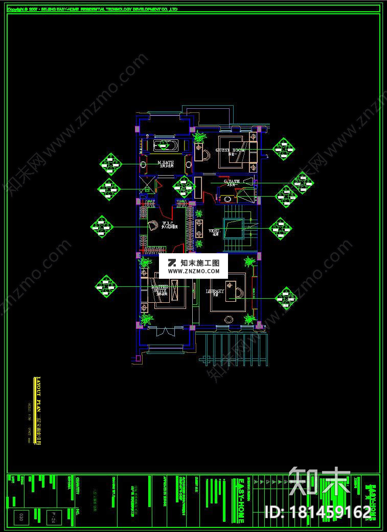 慈溪玫瑰园联排别墅A2户型样板房，CAD建筑图纸免费下载施工图下载【ID:181459162】