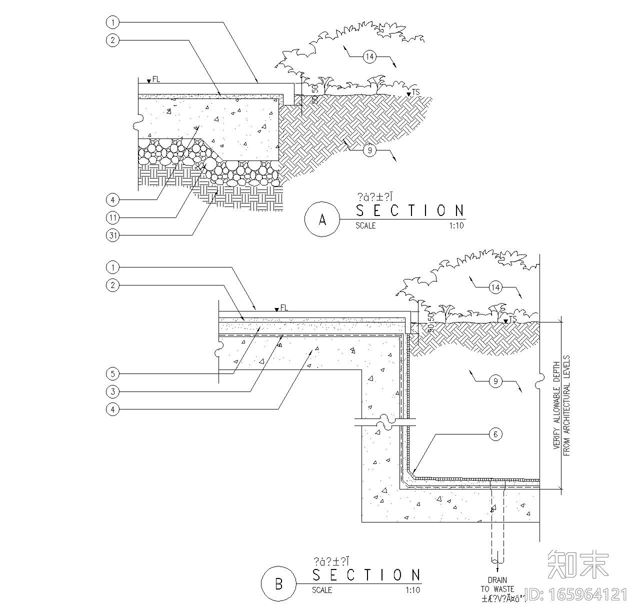 13套屋顶花园CAD施工图cad施工图下载【ID:165964121】