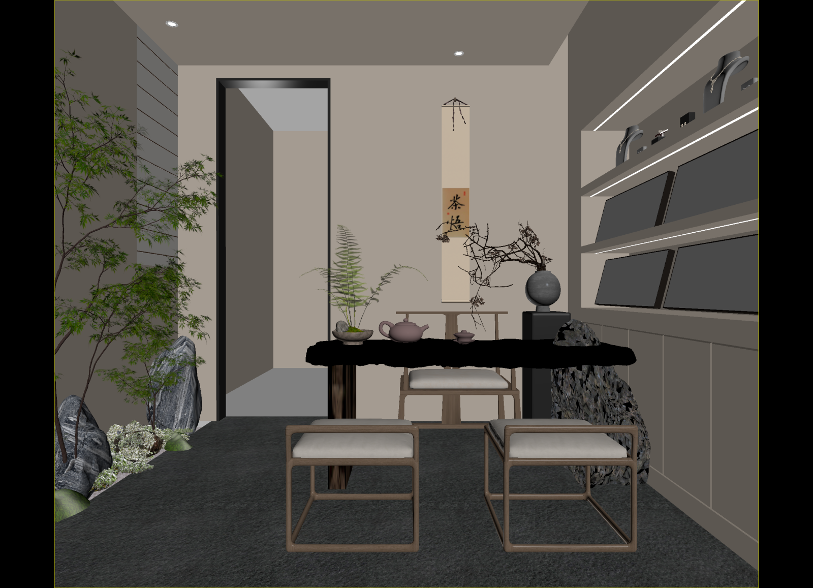 侘寂茶室3D模型下载【ID:1214558205】