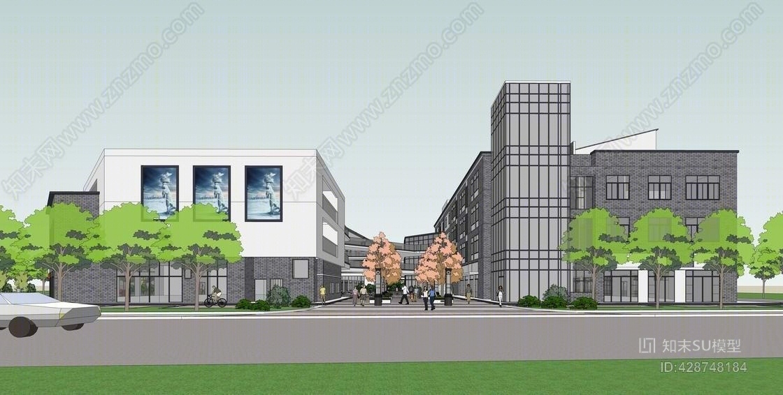 新中式商业街SU模型下载【ID:428748184】