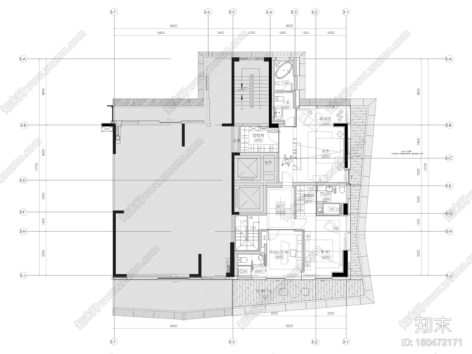 [深圳]235㎡二居复式家装样板间装修施工图施工图下载【ID:180472171】