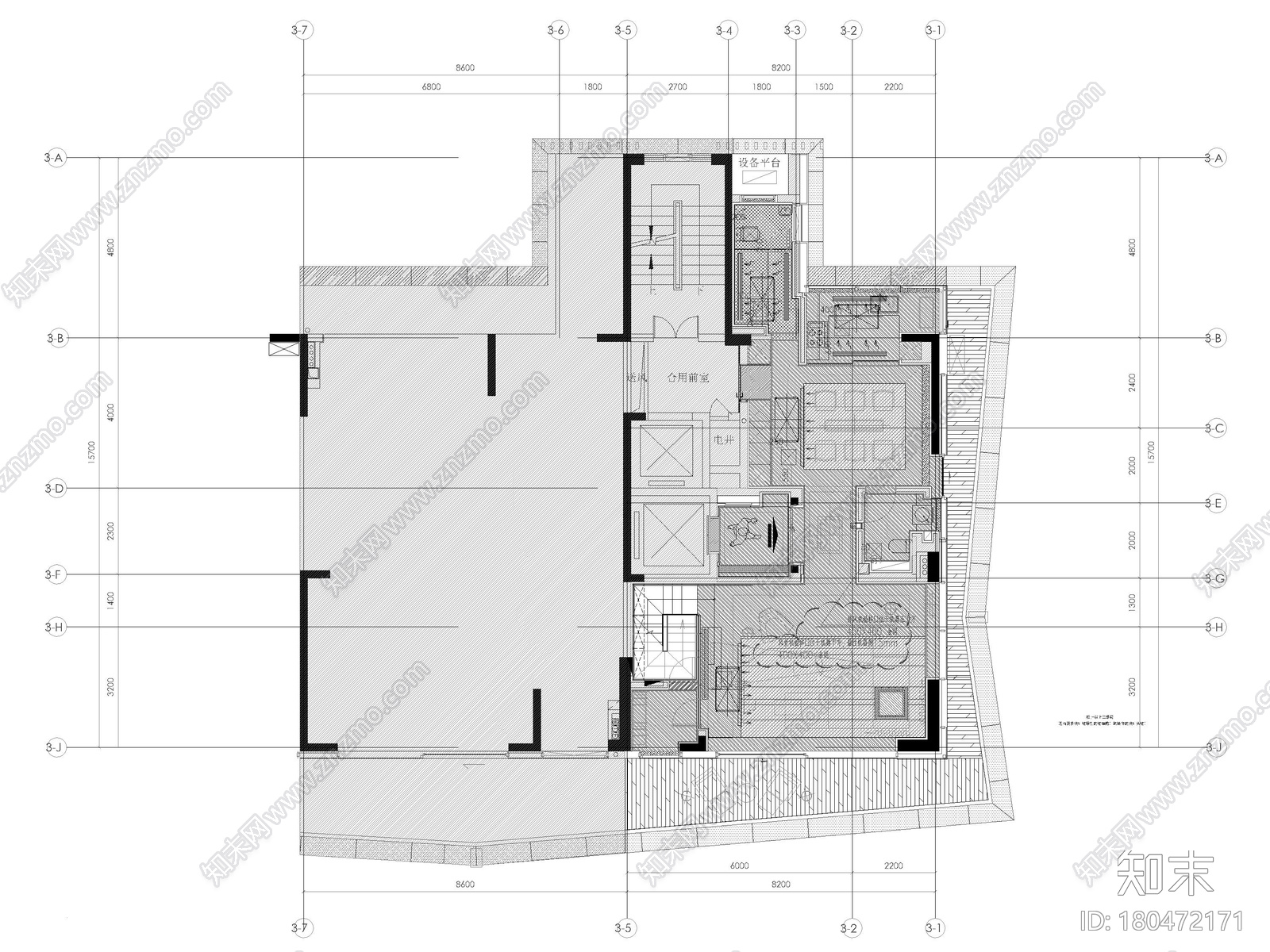 [深圳]235㎡二居复式家装样板间装修施工图施工图下载【ID:180472171】