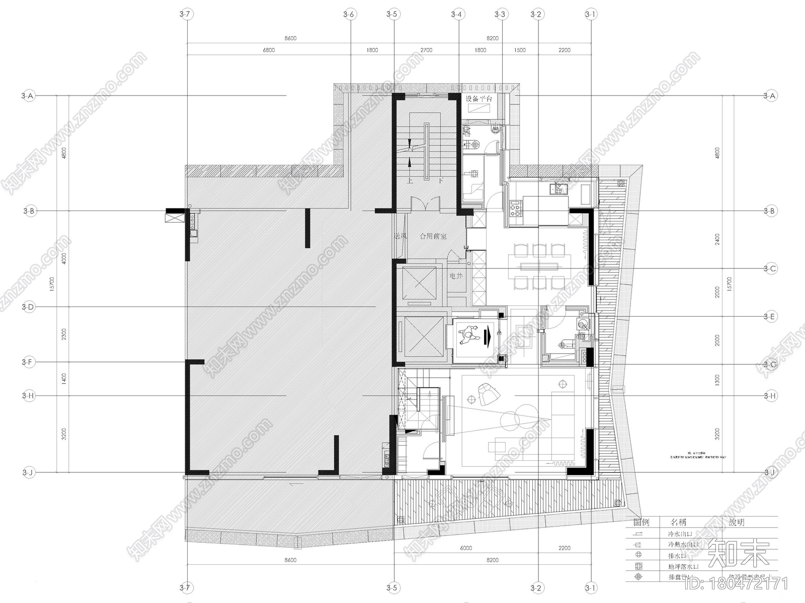 [深圳]235㎡二居复式家装样板间装修施工图施工图下载【ID:180472171】