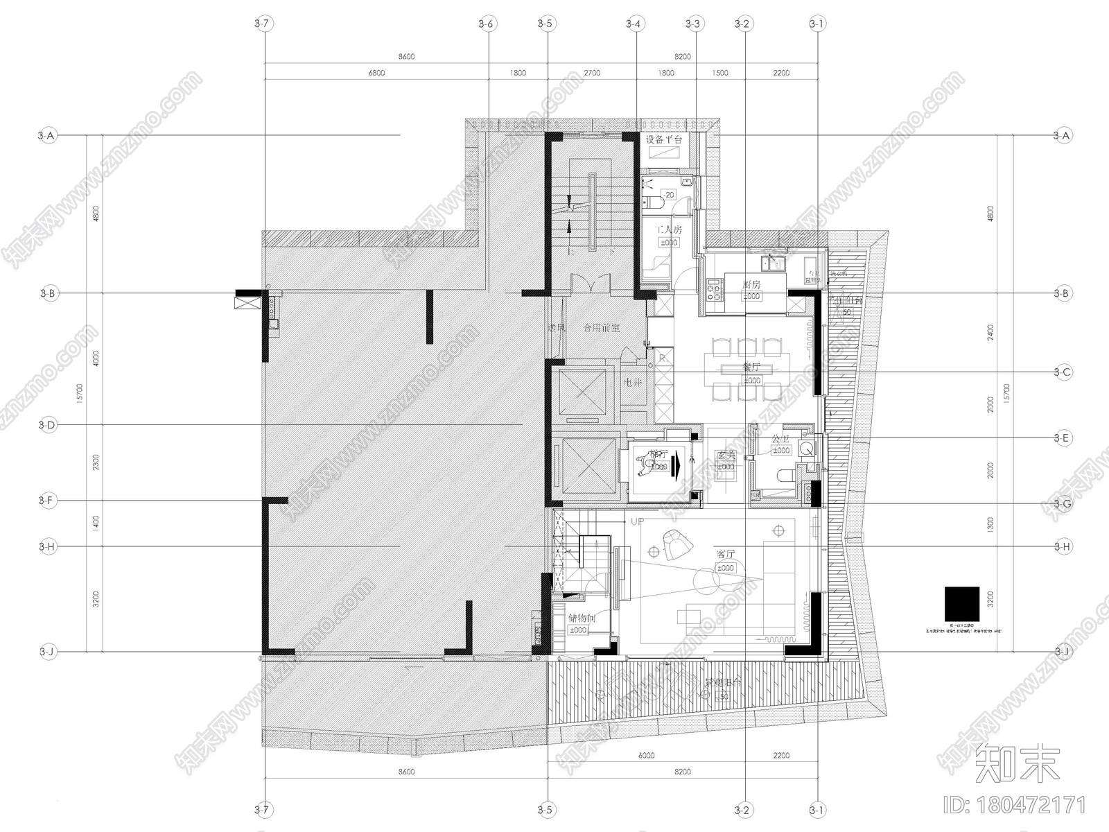 [深圳]235㎡二居复式家装样板间装修施工图施工图下载【ID:180472171】