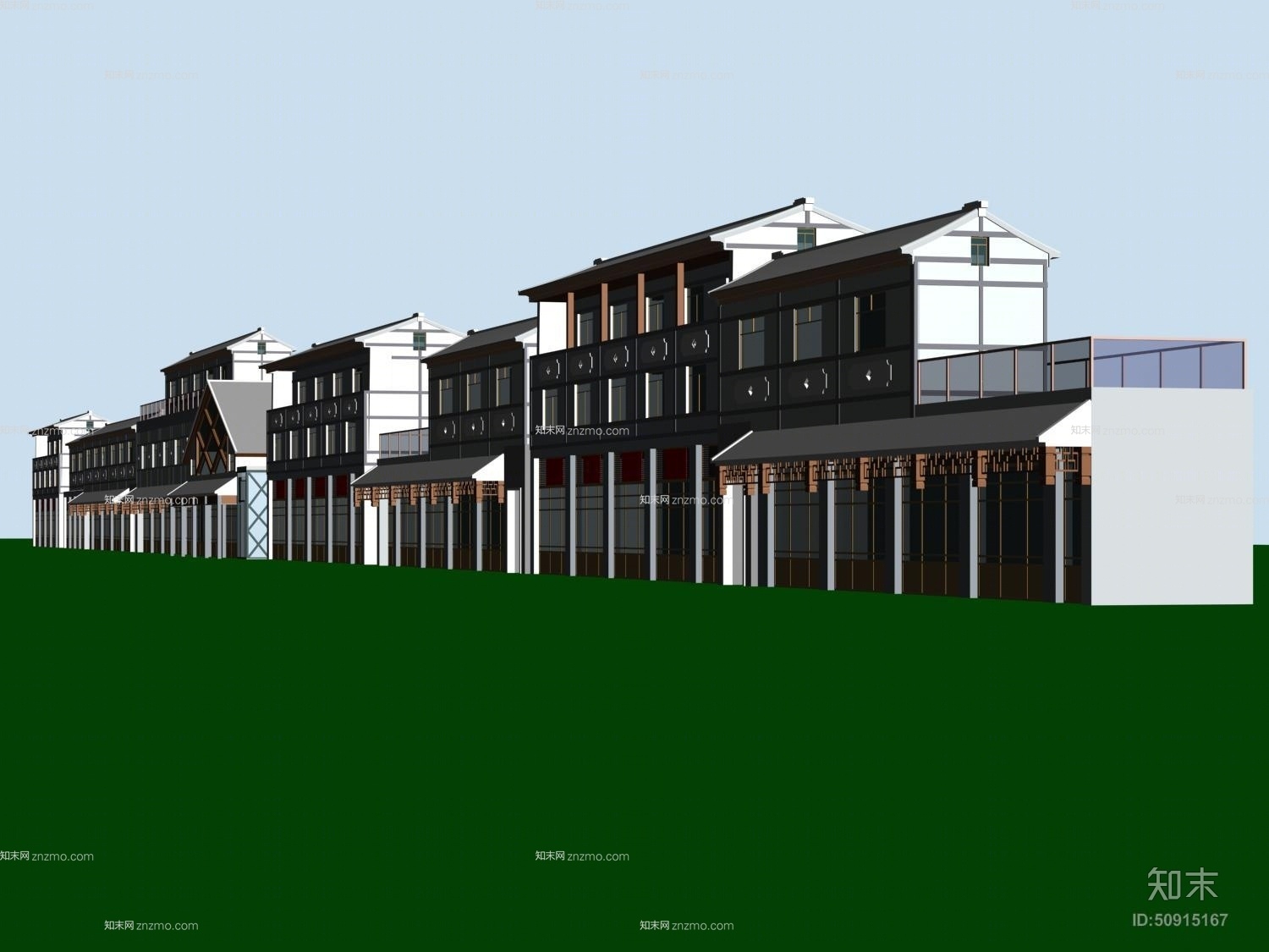 户外中式古建筑543D模型下载【ID:50915167】