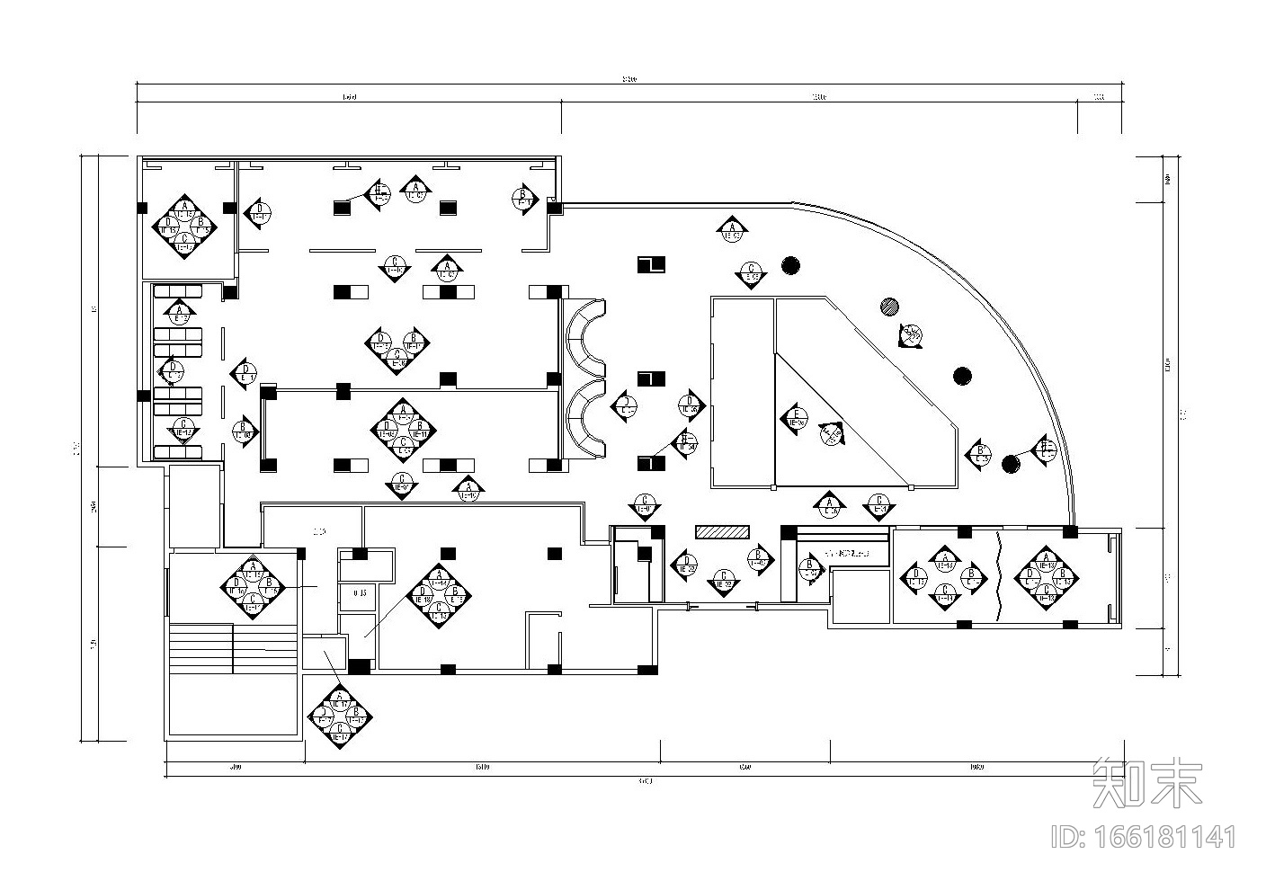 后现代风格大型餐厅内部装修施工图（附效果图）cad施工图下载【ID:166181141】