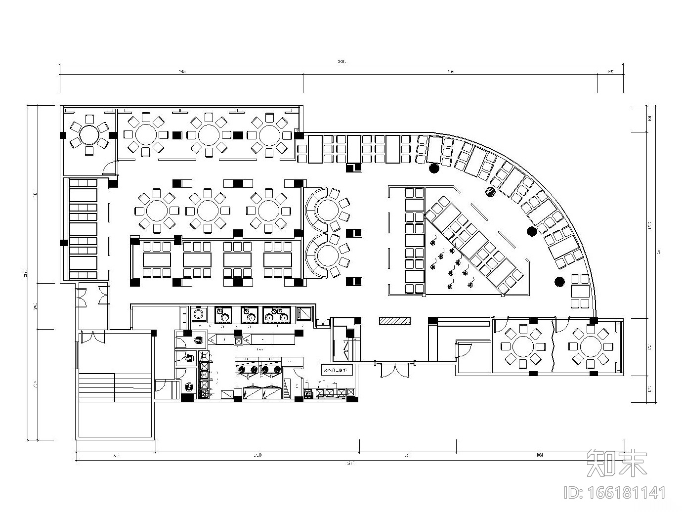 后现代风格大型餐厅内部装修施工图（附效果图）cad施工图下载【ID:166181141】