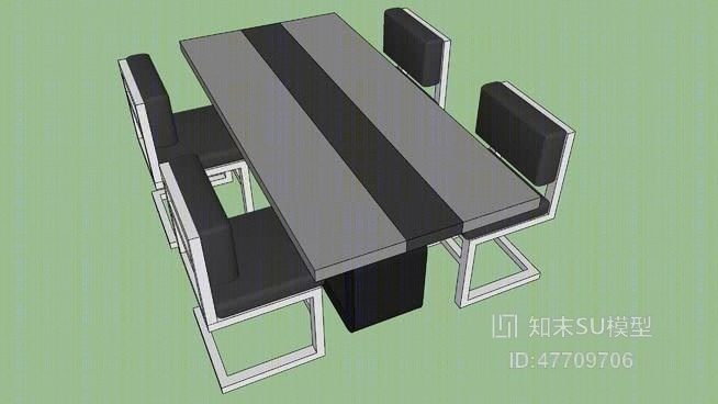 餐桌椅组合SU模型下载【ID:47709706】