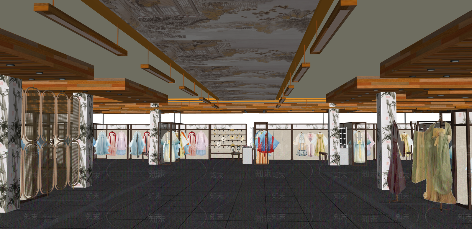 新中式服装店SU模型下载【ID:1215204984】