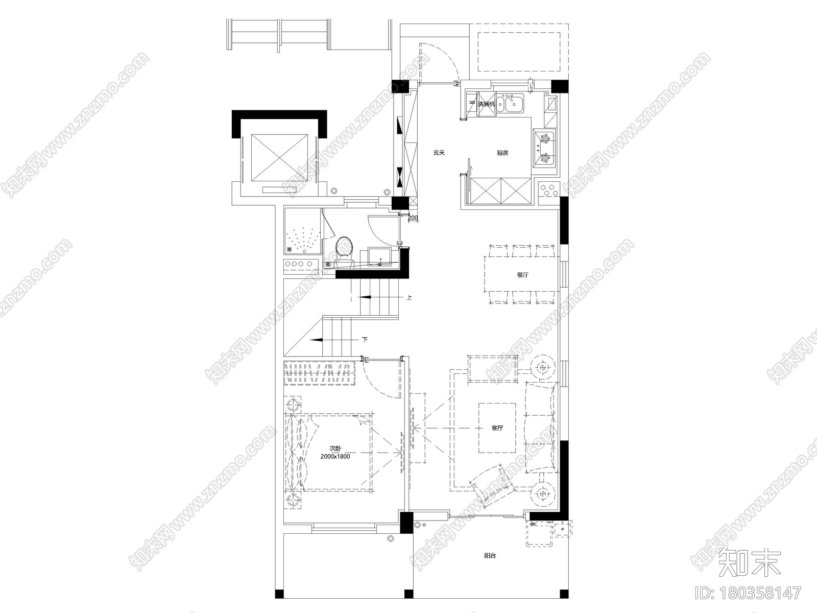 [上海]临港叠拼现代别墅户型样板间施工图施工图下载【ID:180358147】