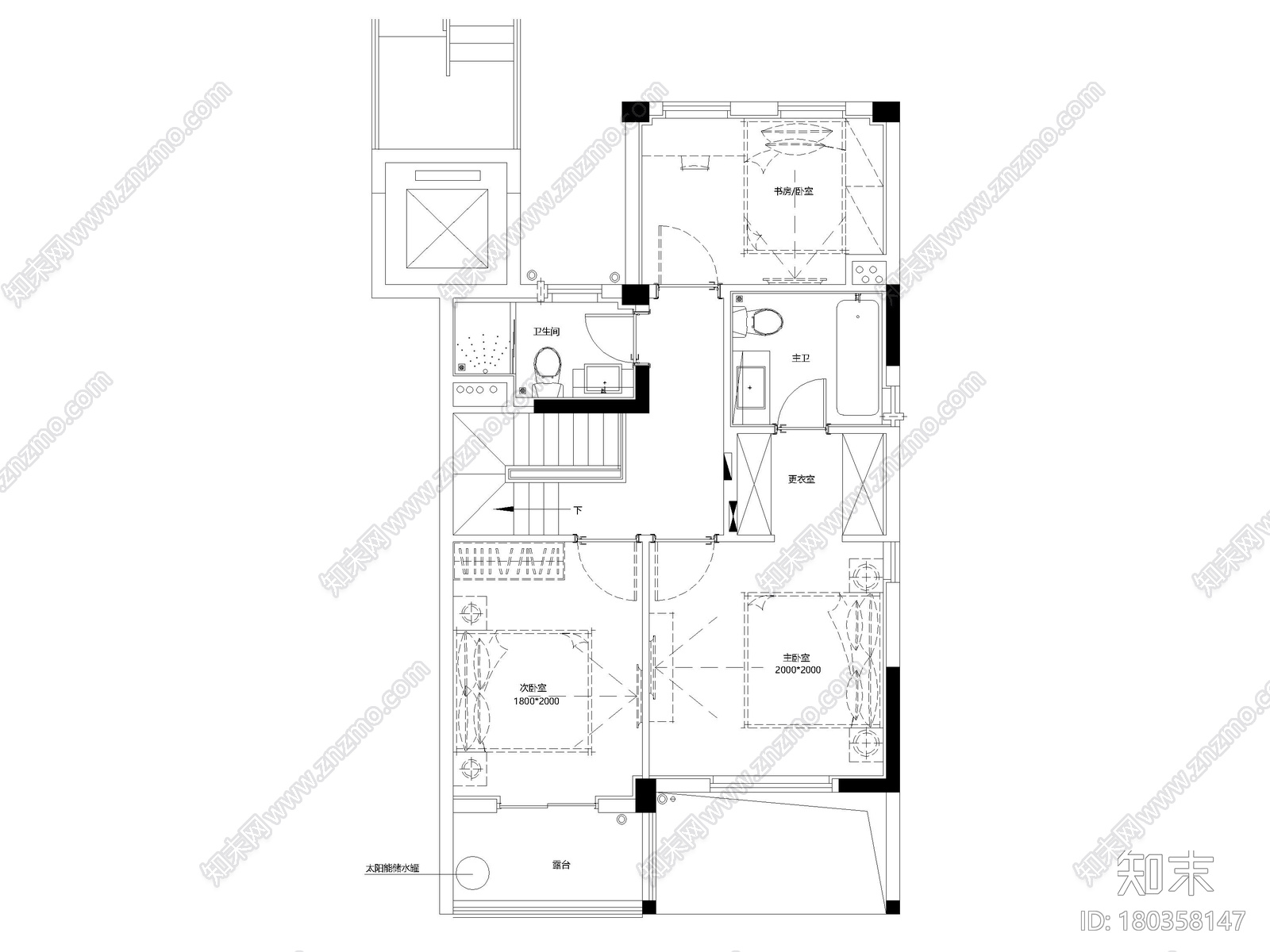 [上海]临港叠拼现代别墅户型样板间施工图施工图下载【ID:180358147】