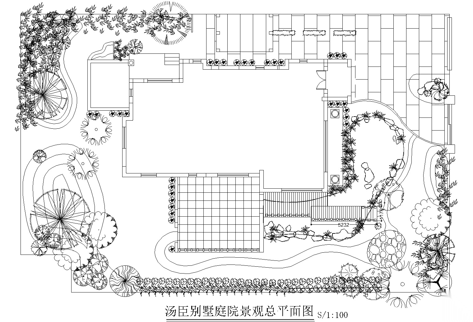 汤臣别墅庭院景观设计CAD施工图施工图下载【ID:160687190】