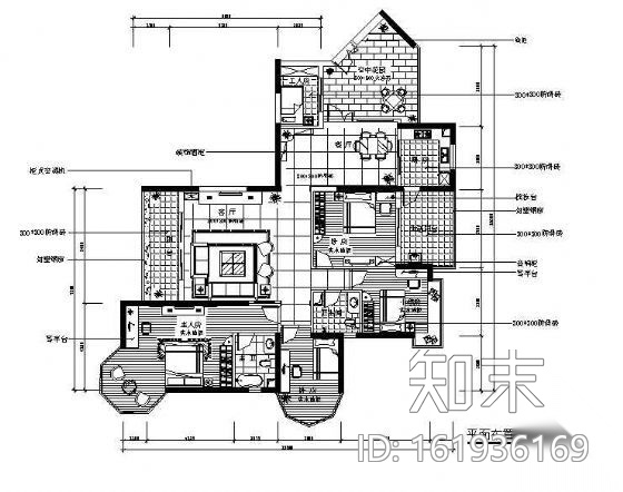 四房两厅高档住宅装修cad施工图下载【ID:161936169】