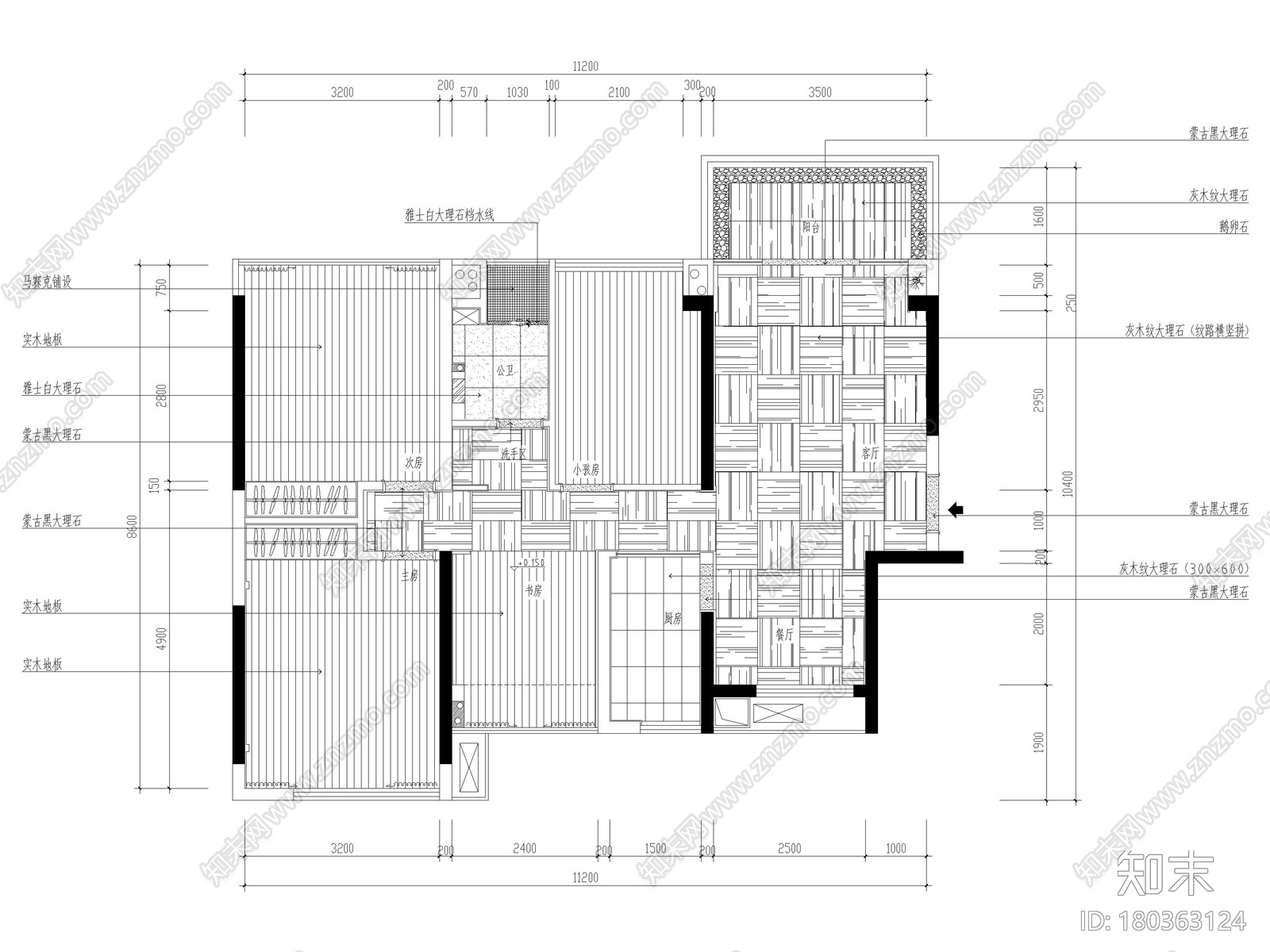 [深圳]嘉葆润92㎡三居现代家装样板房施工图施工图下载【ID:180363124】