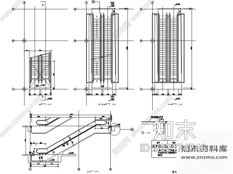 图块/节点自动扶梯详图施工图下载【ID:832174746】