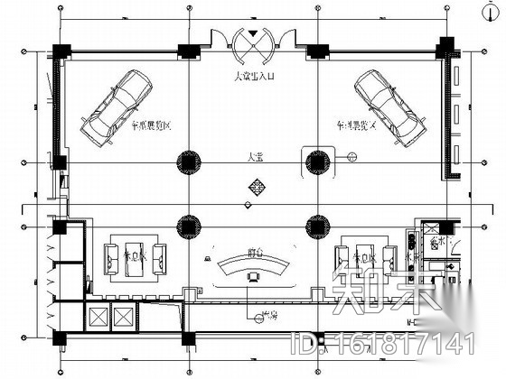 现代办公楼大厅室内装修图cad施工图下载【ID:161817141】