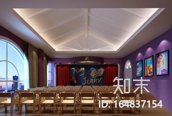 [天津]精品花园小镇时尚幼儿园室内设计装修图（含效果...cad施工图下载【ID:164837154】