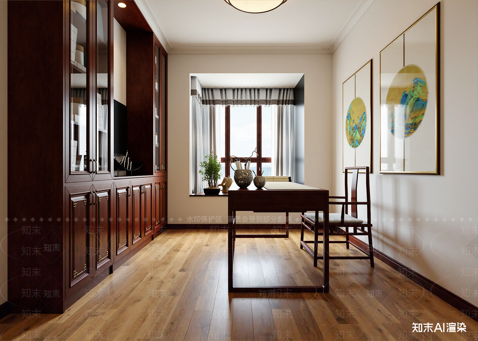 中式宋式书房3D模型下载【ID:1214744282】