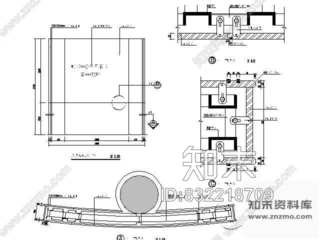 图块/节点办公楼大堂屏风详图cad施工图下载【ID:832218709】