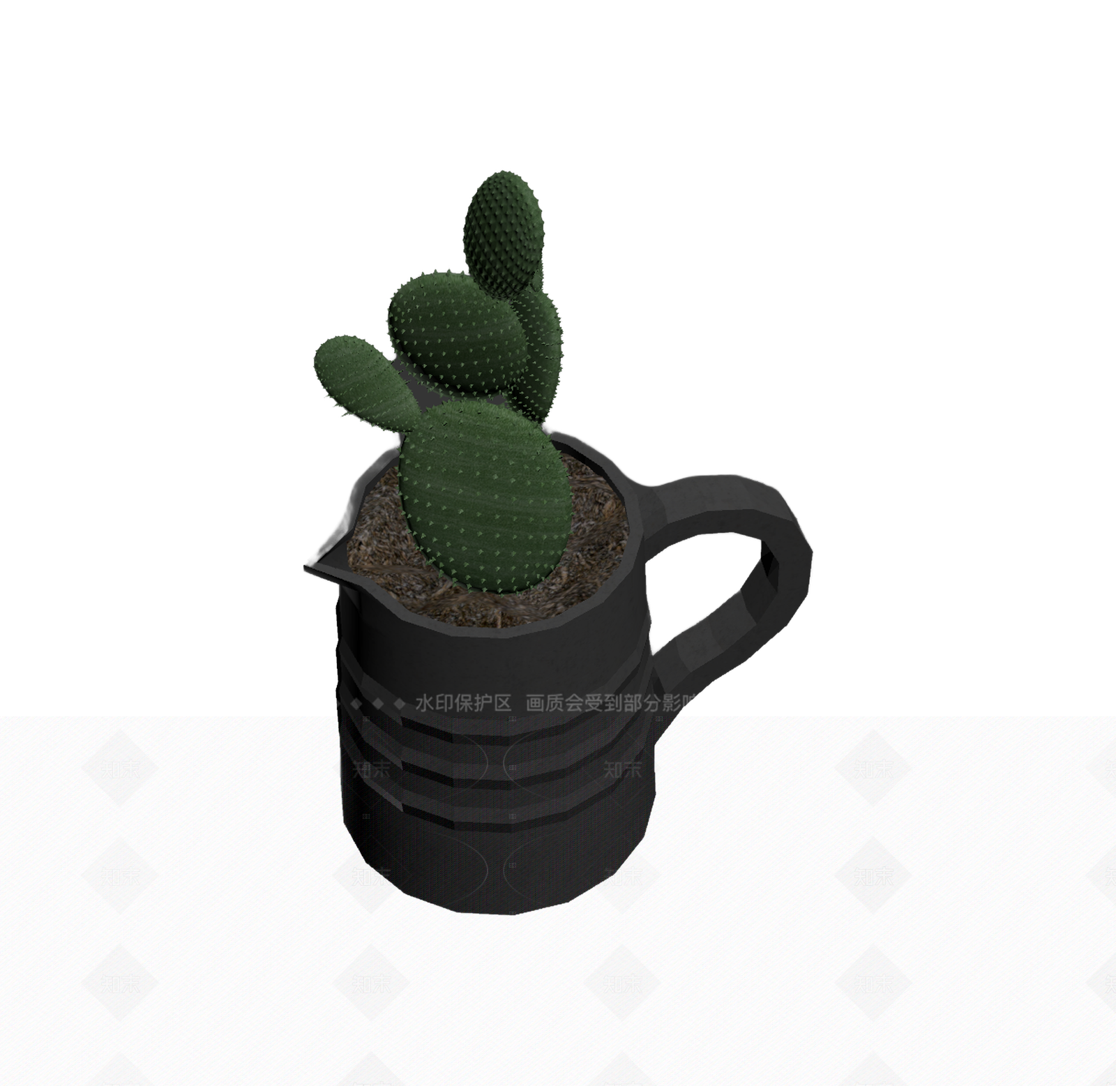 带盆仙人掌装饰品3D模型下载【ID:1205547313】