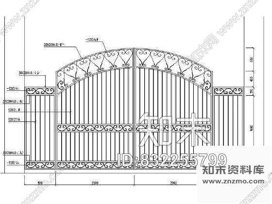 入口大门立面施工图下载【ID:832255799】