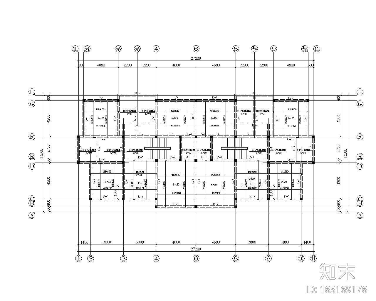 双拼三层砖混结构别墅施工图（CAD含建筑）施工图下载【ID:165169176】