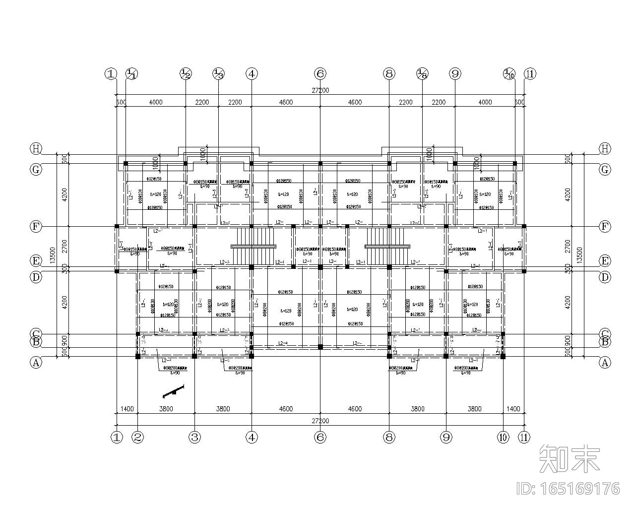 双拼三层砖混结构别墅施工图（CAD含建筑）施工图下载【ID:165169176】