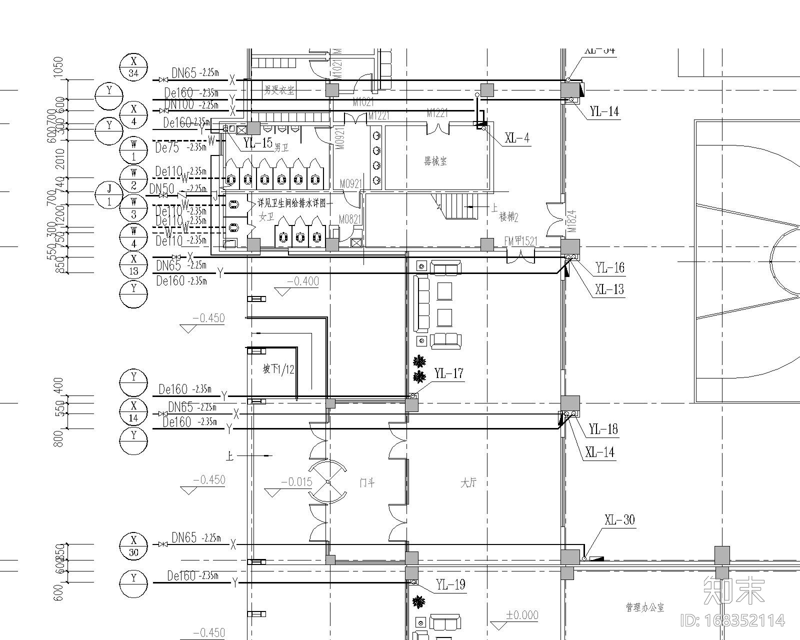 综合训练馆给排水施工图cad施工图下载【ID:168352114】