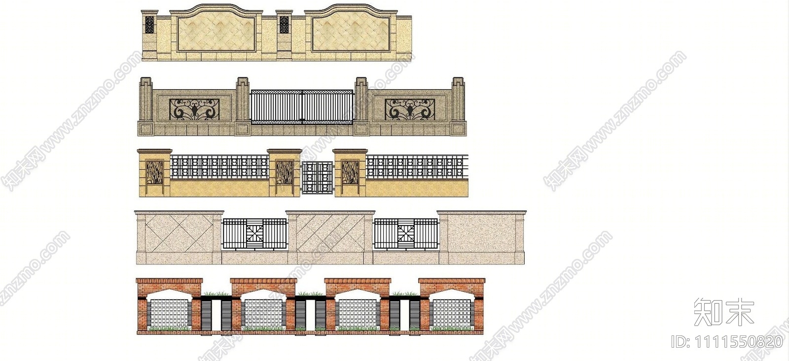 欧式围墙SU模型下载【ID:1111550820】