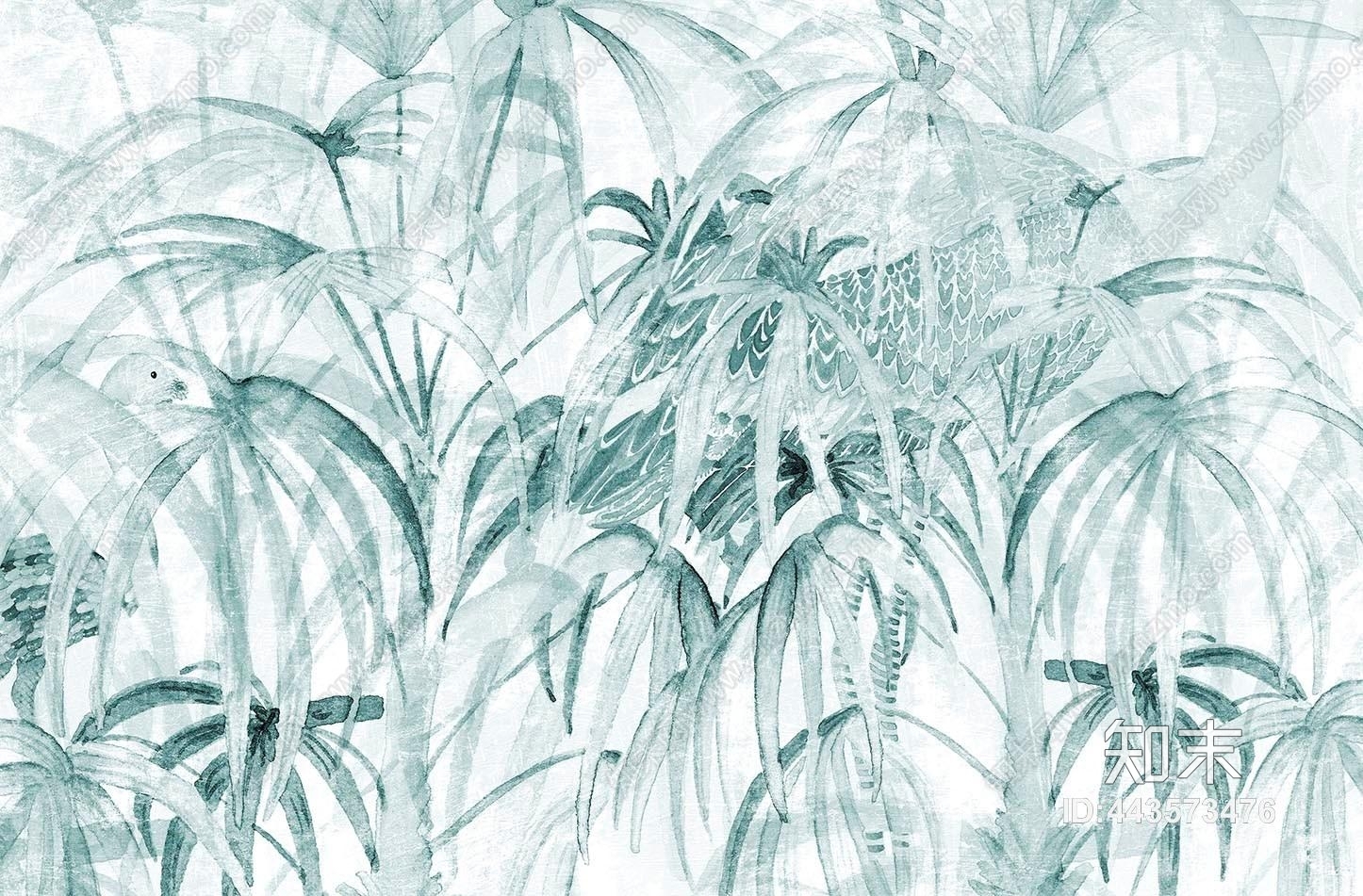 水彩风格植物装饰壁纸贴图下载【ID:443573476】