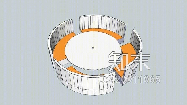 带椅子圆桌SU模型下载【ID:420911065】