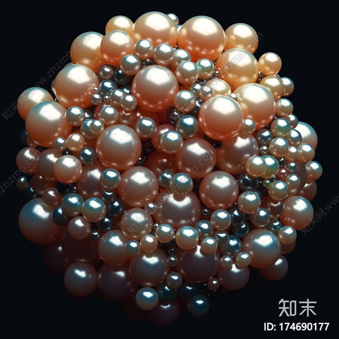 珍珠集群C4D动画工程文件分享CG模型下载【ID:174690177】