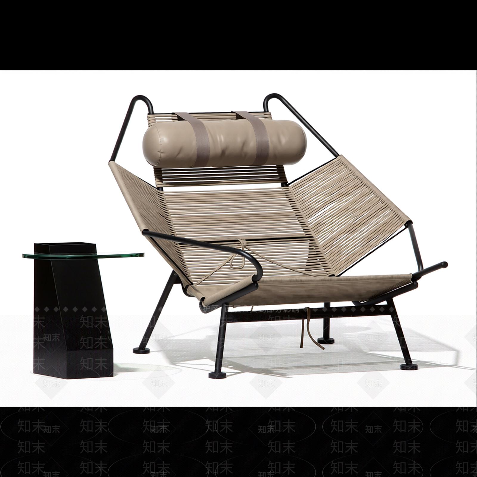 现代躺椅与脚凳组合3D模型下载【ID:1206186677】