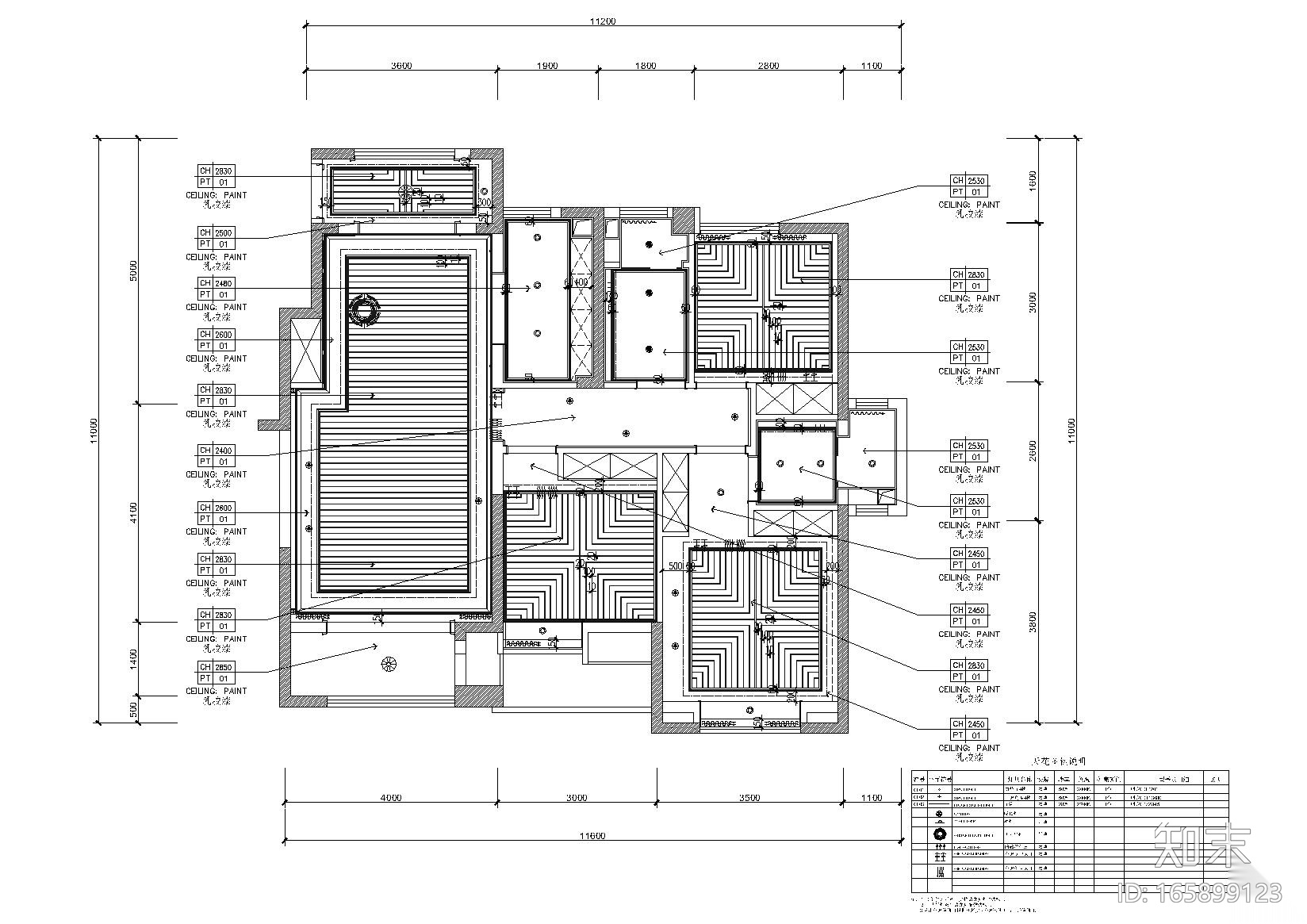 [天津]120㎡美式田园三居样板房设计施工图cad施工图下载【ID:165899123】