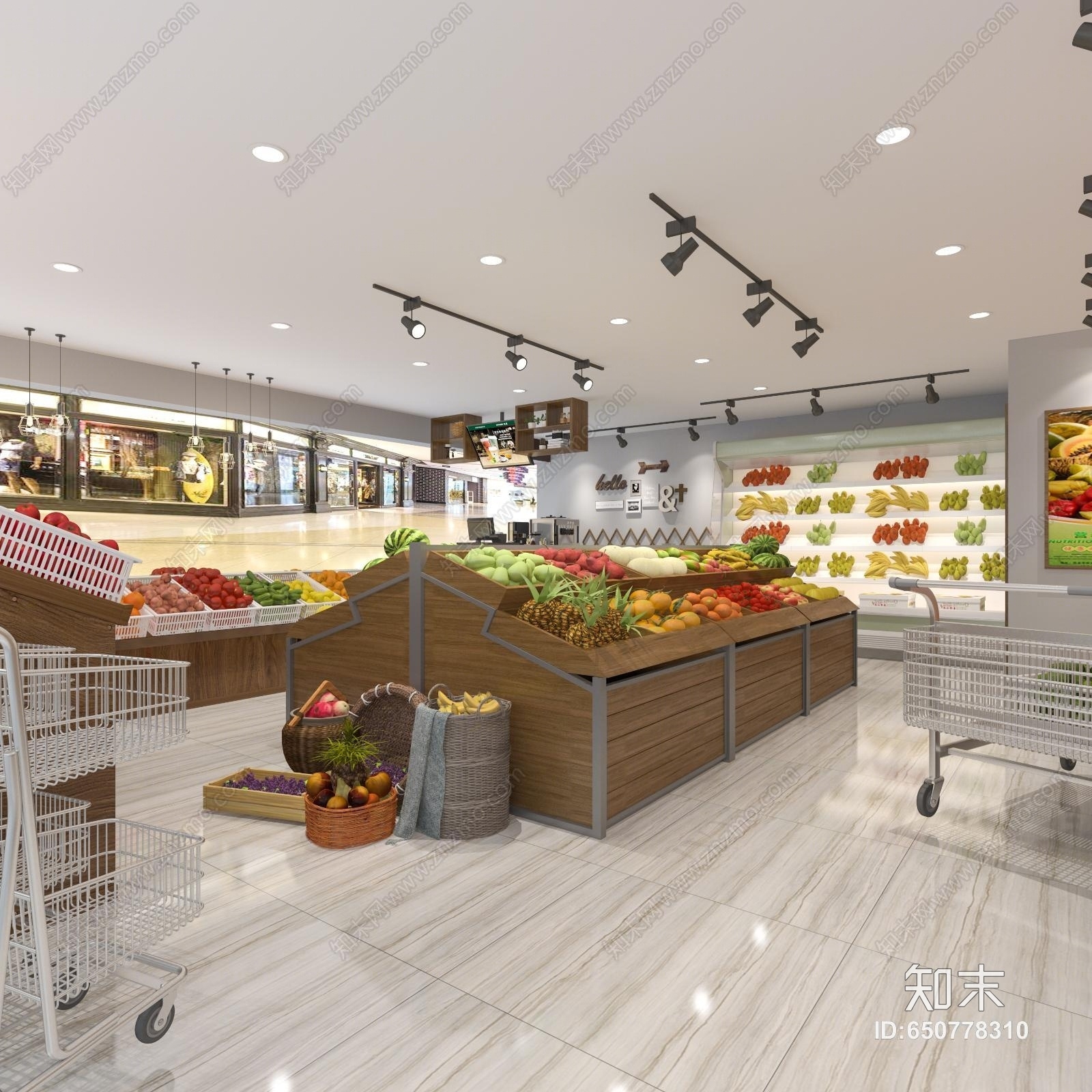 现代简约自选式水果店3D模型下载【ID:650778310】