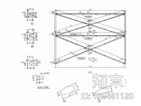 上海大众4S店钢结构施工图（局部两层）cad施工图下载【ID:165461120】