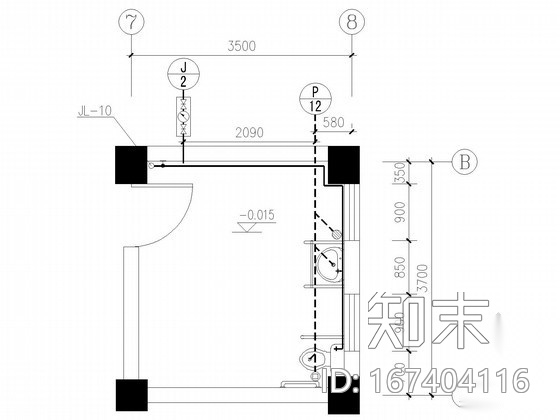 七层宿舍楼给排水施工图（太阳能热水）cad施工图下载【ID:167404116】