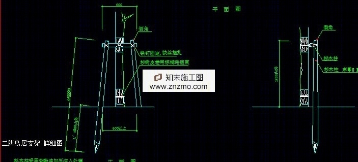 园林树木支架详图cad施工图下载【ID:36947268】