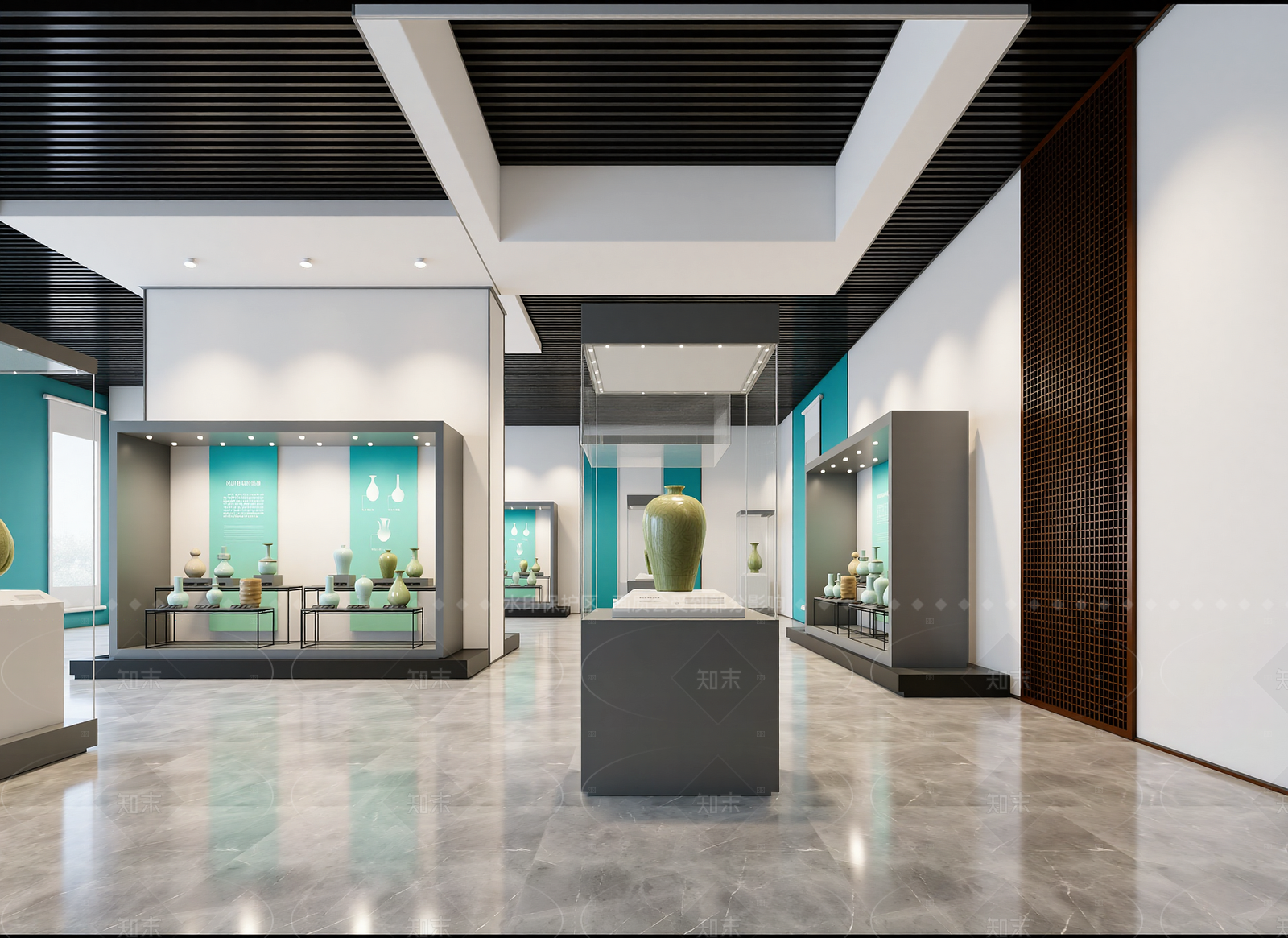 现代陶瓷展厅3D模型下载【ID:1214613818】