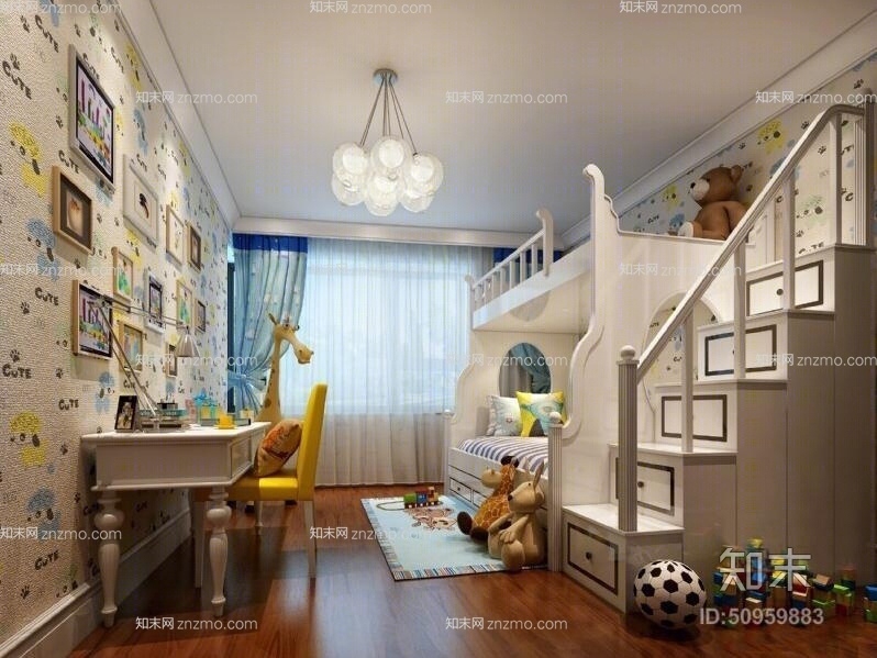 现代白色玻璃吊灯3D模型下载【ID:50959883】
