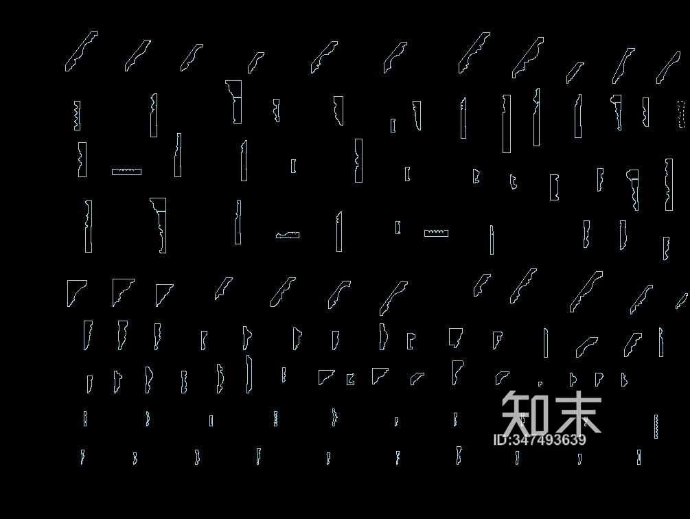 石膏线截面施工图下载【ID:347493639】