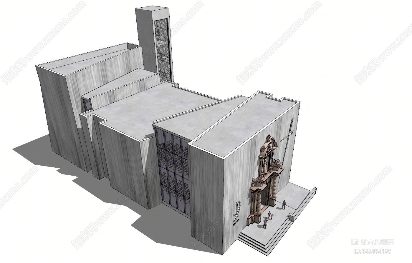现代教堂建筑SU模型草图