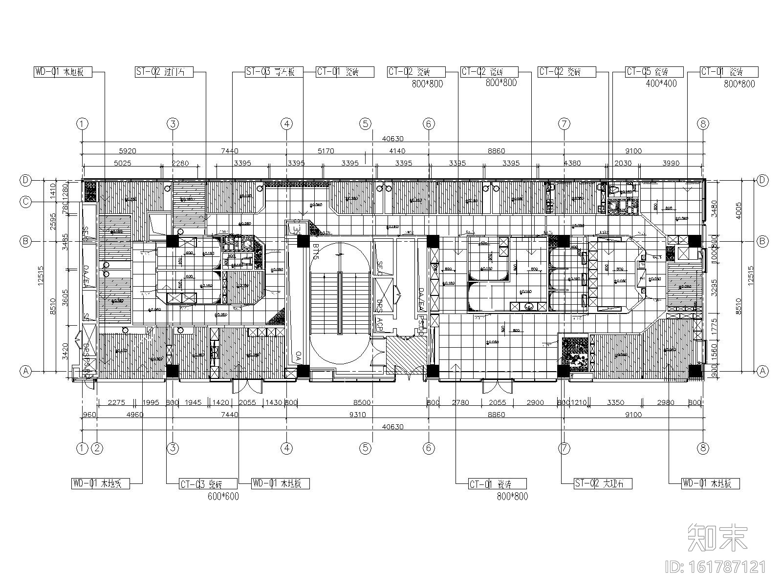 上海美容养生会所室内装修施工图+效果图施工图下载【ID:161787121】